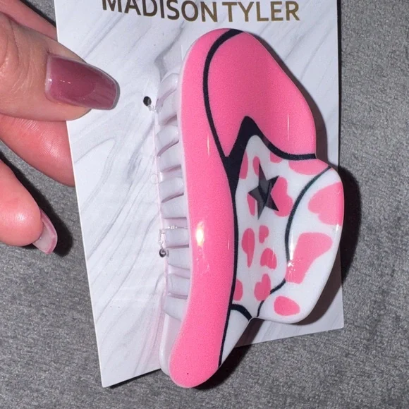 Madison Tyler- NWT Cowboy Hat Pink and White hair Clip - Picture 3 of 5